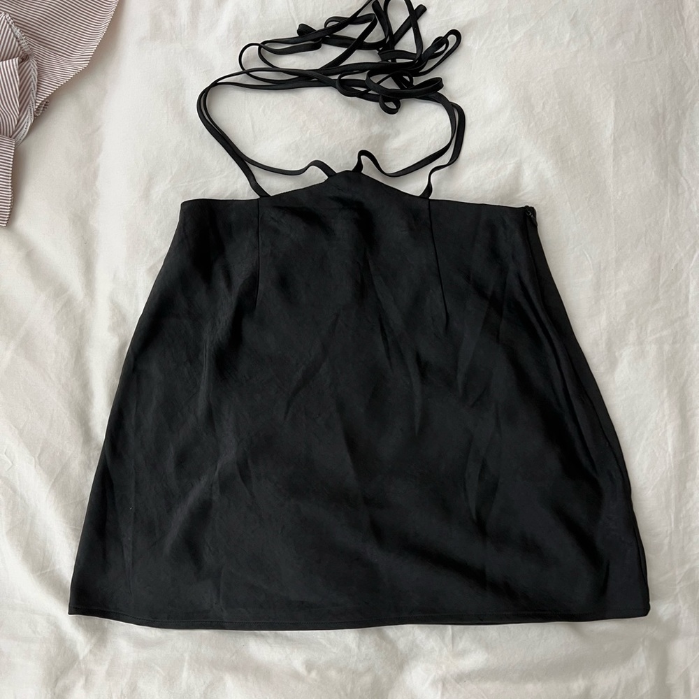 Mini satin skirt with wrap around